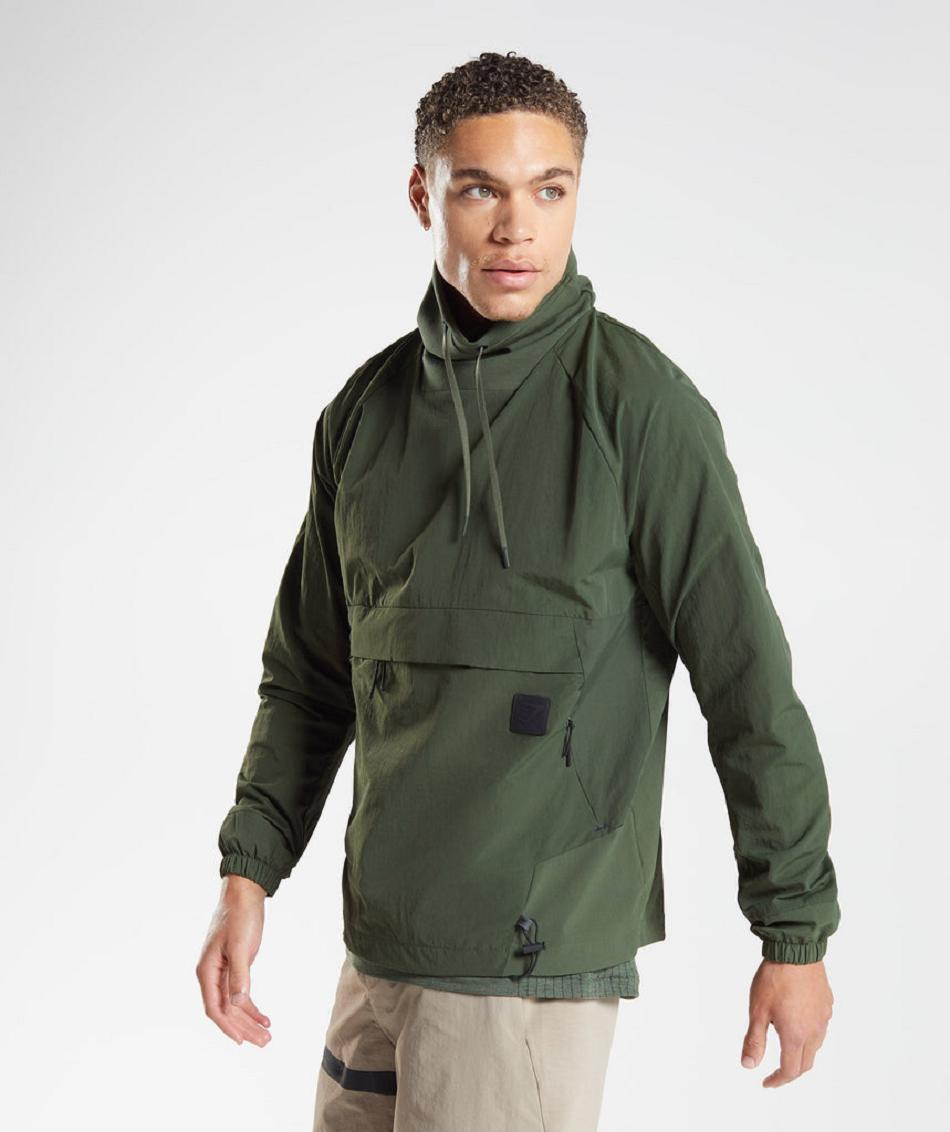 Correr Con Capucha Gymshark Retake Anorak Hombre Verde Oliva | CO 3668GSO